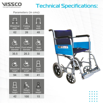 Institutional Wheel Chair with 300mm Rear Wheel