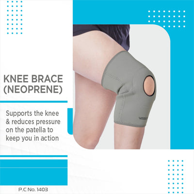 Neoprene Knee Brace /Patella | Supports the Knee & Reduces Pressure on the Patella (Grey)