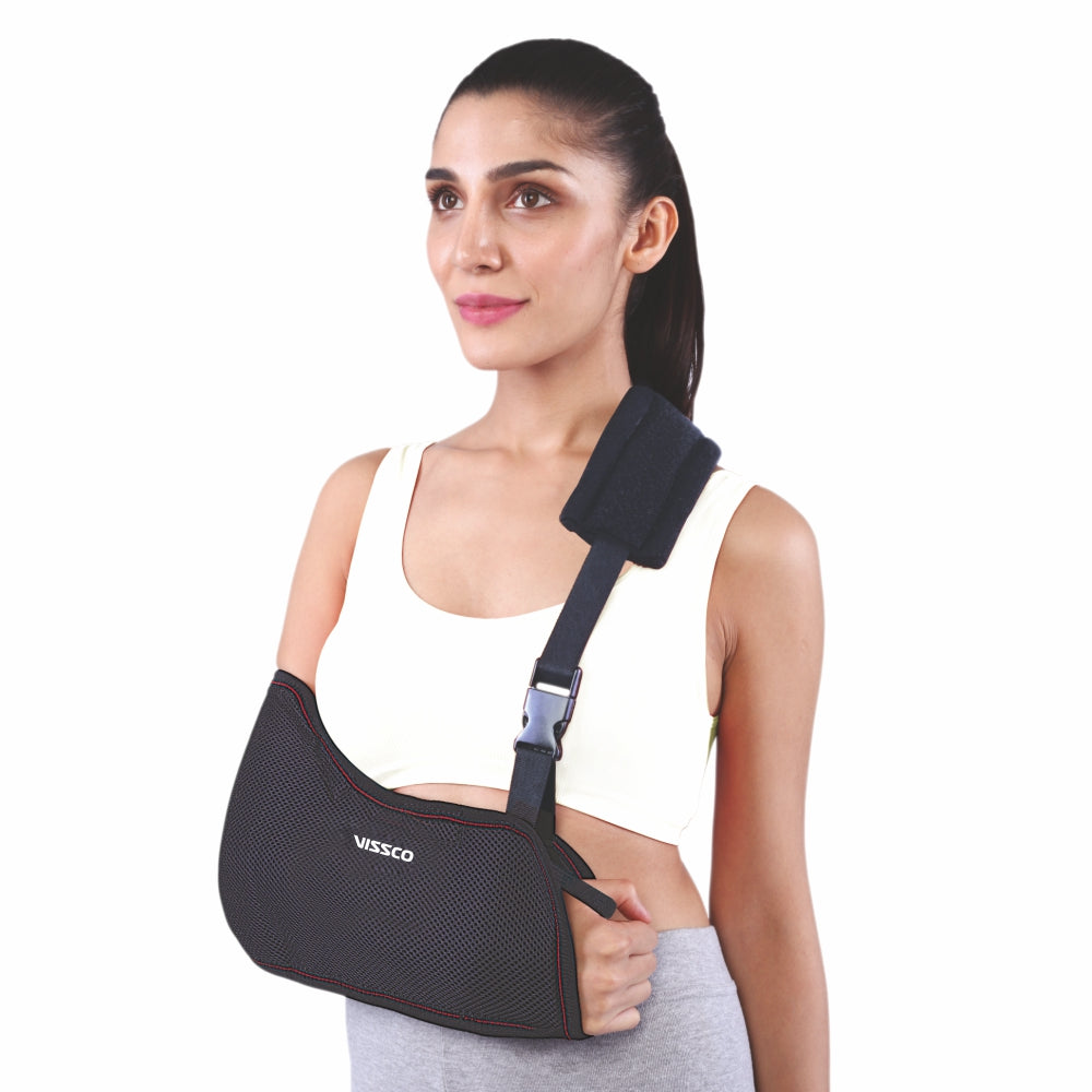 Arm Sling | Support Arm/Elbow Fracture | Prevents Shoulder Dislocation (Black) - Vissco Next