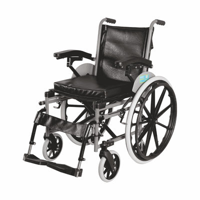 Imperio Wheelchair with Removable Big Wheels (Mag) | Foldable | Swingable Armrest | Weight Bearing Capacity 110kg | Color (Blue/Grey) - Vissco Rehabilitation 
