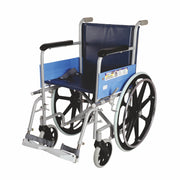 Classic Wheelchair With Fixed Big Wheel | Folding Mechanism & Fixed Armrest for Elderly & Physically Challenged | Weight Bearing Capacity 110kg (Grey) - Vissco Next
