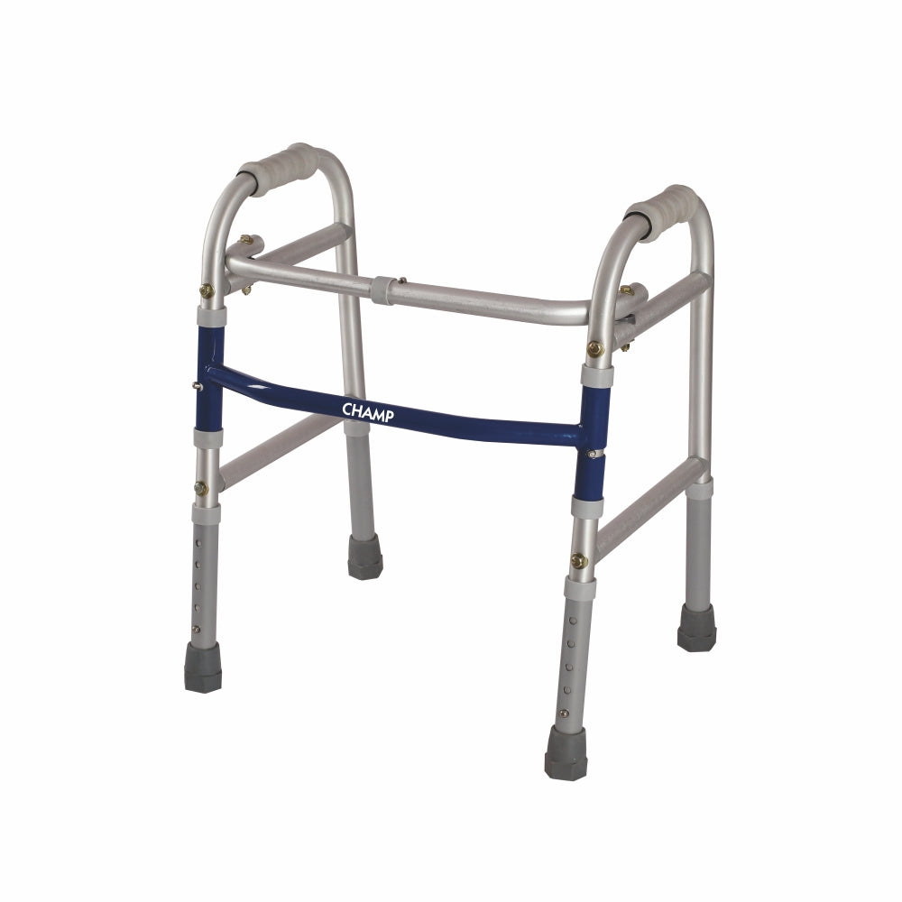 Vissco Champ Walker for Children|Foldable, Light Weight & Height Adjustable Walking Aid |Weight Capacity 80kg| Made with Premium Grade Rubber Shoes and PVC Grip  - Universal (Grey) - Vissco Rehabilitation 