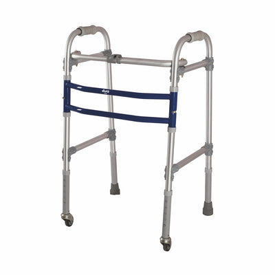Vissco Dura Max Walker With Wheels for Elderly & those Physically Challenged|Foldable, Light Weight & Height Adjustable Walking Aid, Made with Premium Grade Rubber Shoes & PVC Grip - Universal (Grey) - Vissco Rehabilitation 