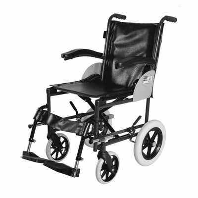 Imperio Wheelchair Institutional with 300mm Rear Wheels | Fixed Armrest | Foldable | Weight Bearing Capacity 100kg | Color (Blue/Grey) - Vissco Rehabilitation 