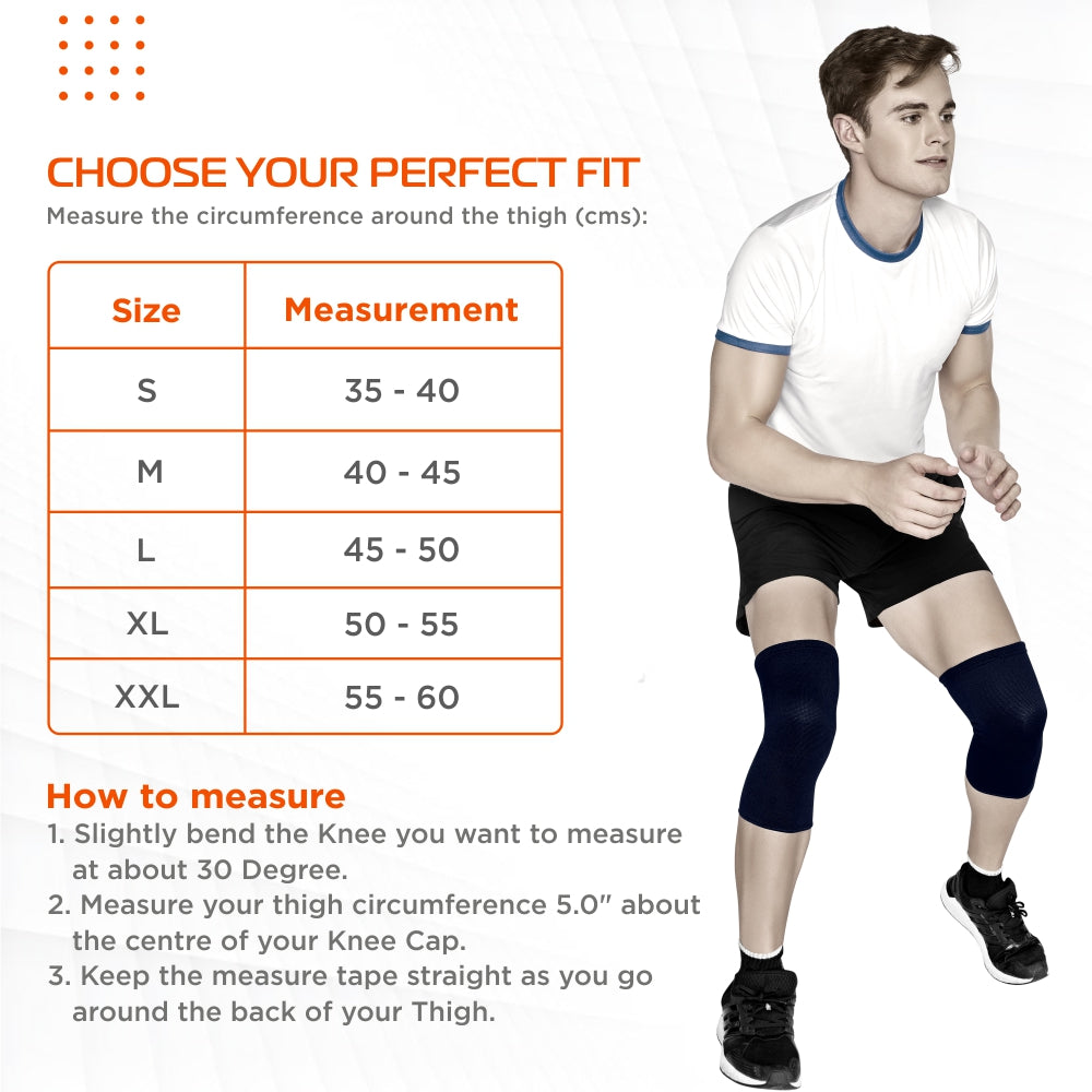 Spro Knee Cap Plus | Ideal mild support for free Knee movement |Color - Black (IN PAIR) - Vissco Rehabilitation 