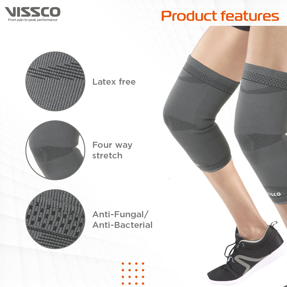 Stretchable 2D Knee Cap | Ideal mild support for free Knee movement | Color - Grey (IN PAIR)