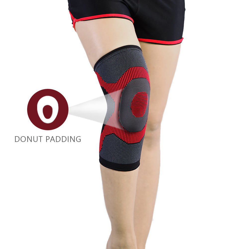 3D Knee Cap with Donut Padding | Provides optimum Knee compression and mild support for free Knee movement | Color - Multicolor (Single Piece)