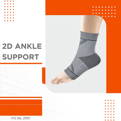 2D Ankle Support | For Injured Ankles | Pain Reliever for Strained or Sprained Ankles (Grey) - Vissco Next