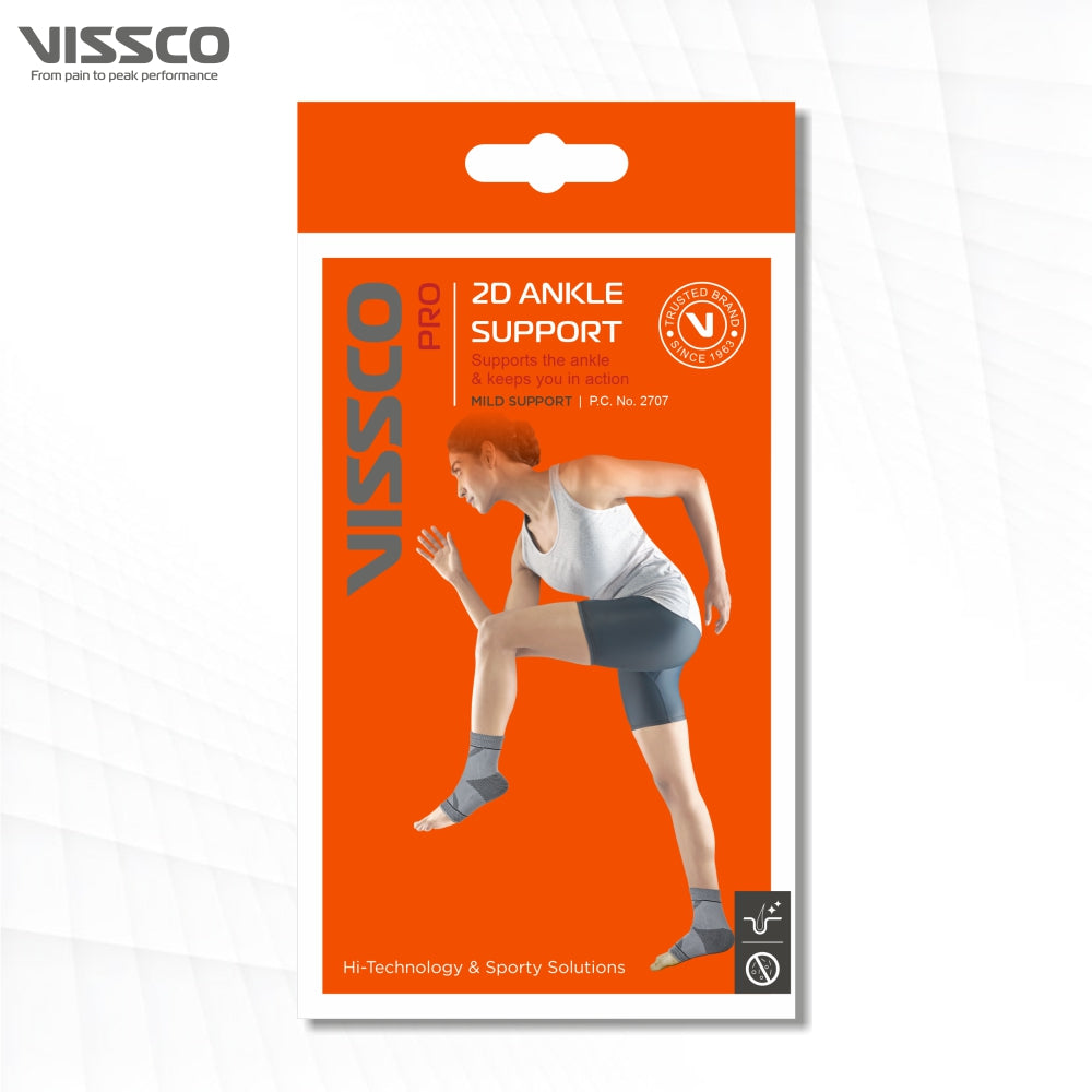 2D Ankle Support | For Injured Ankles | Pain Reliever for Strained or Sprained Ankles (Grey) - Vissco Next