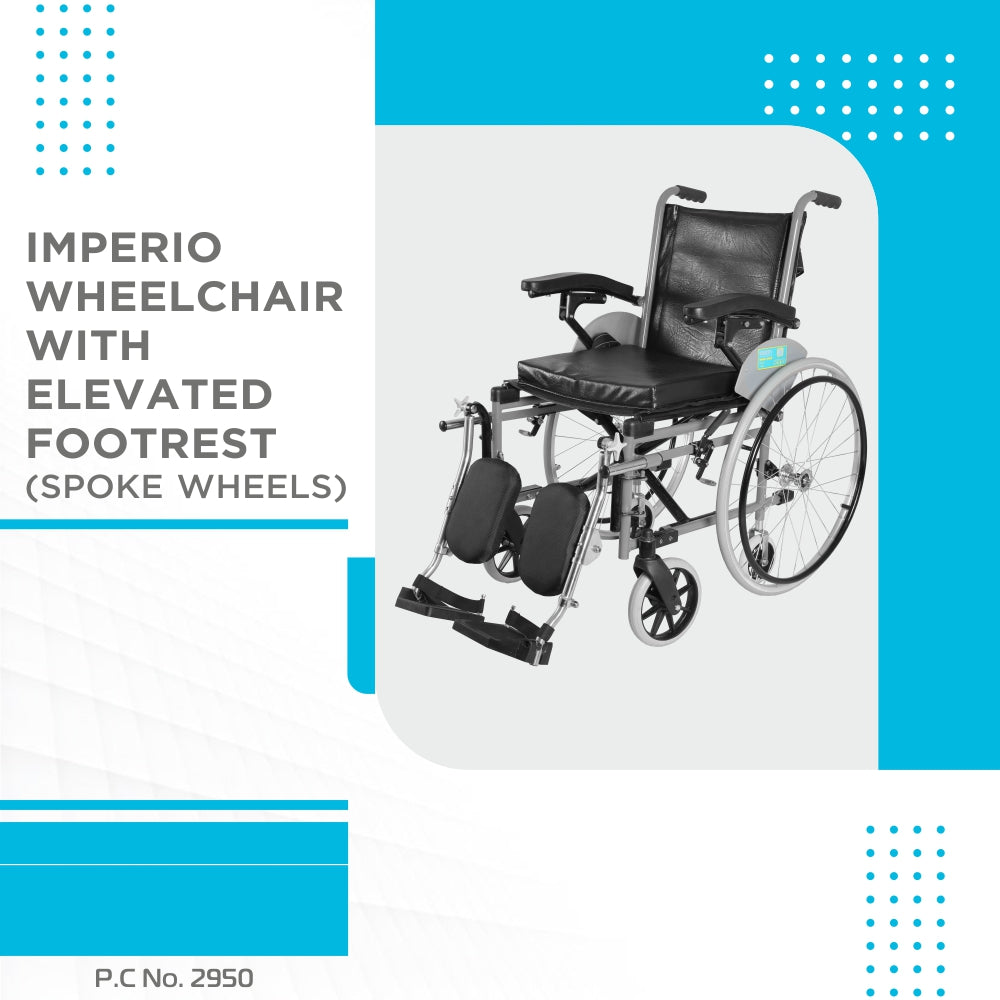 Vissco Imperio Wheelchair - with Elevated Footrest &  Fixed Big Spoke Wheels