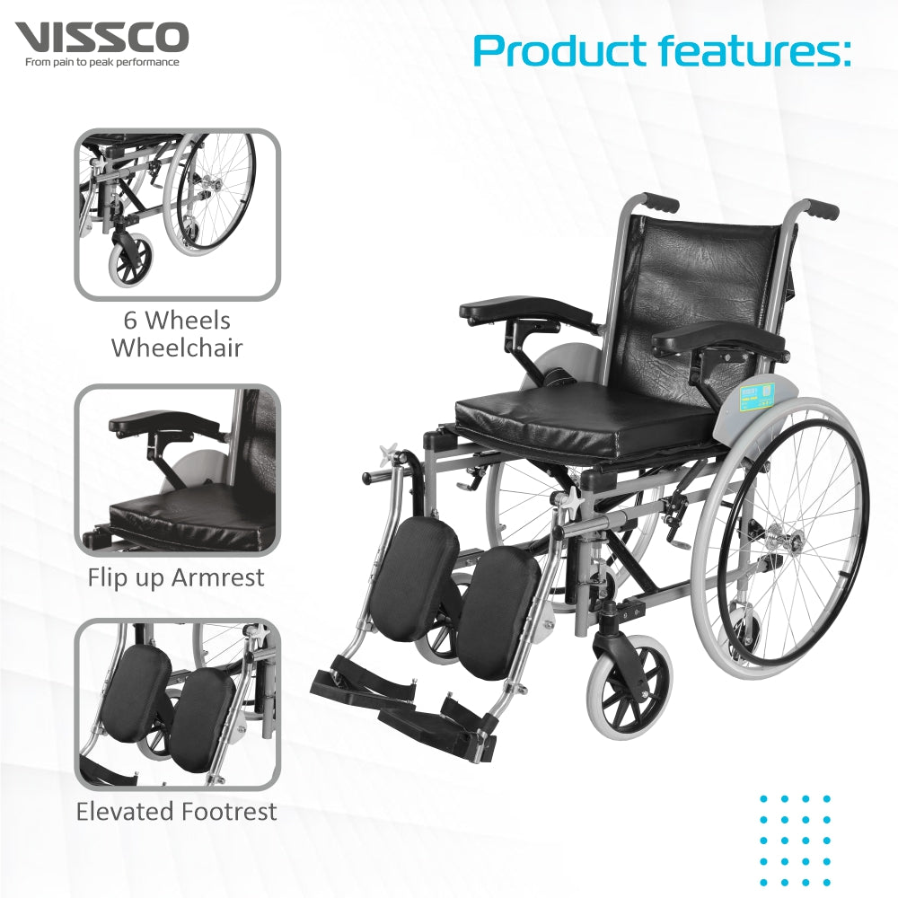 Vissco Imperio Wheelchair - with Elevated Footrest &  Fixed Big Spoke Wheels