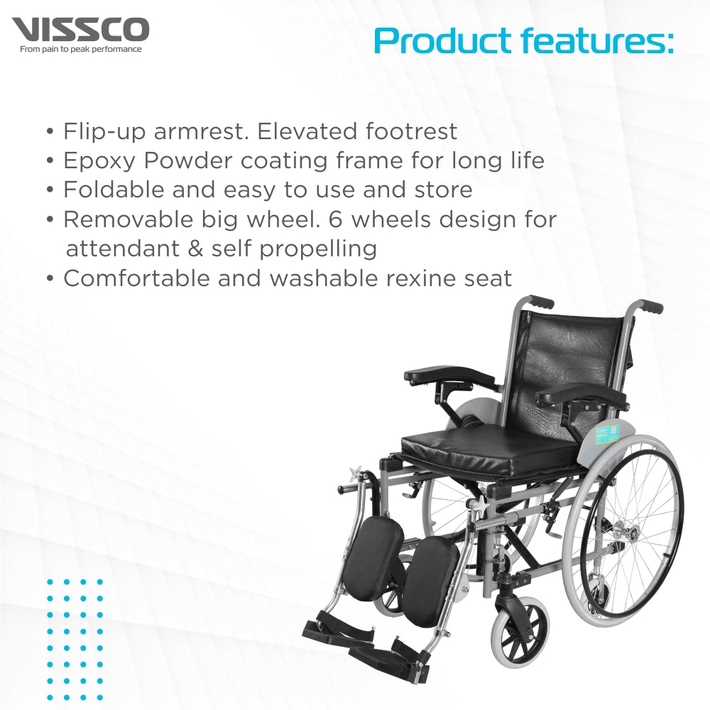 Vissco Imperio Wheelchair - with Elevated Footrest &  Fixed Big Spoke Wheels
