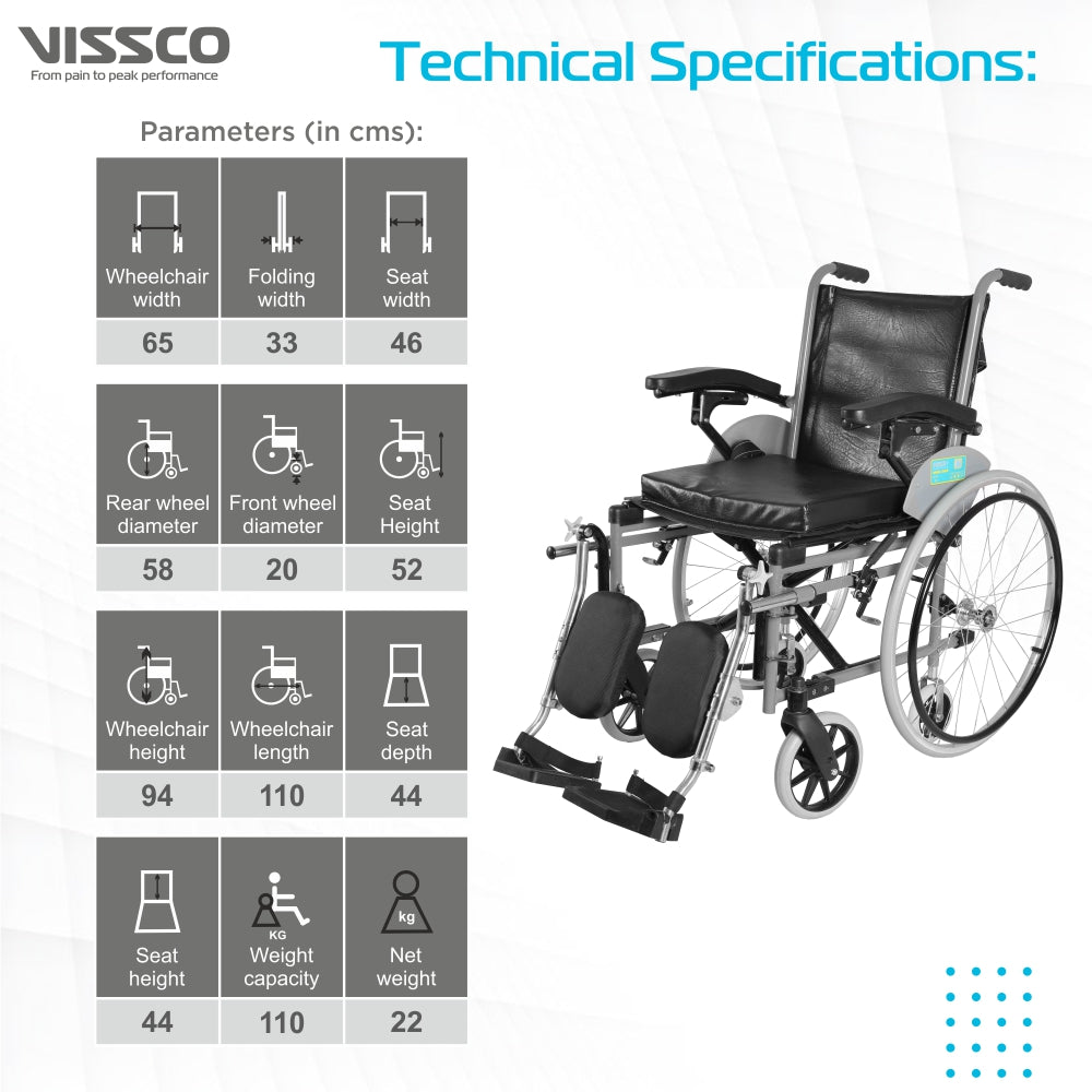 Vissco Imperio Wheelchair - with Elevated Footrest &  Fixed Big Spoke Wheels
