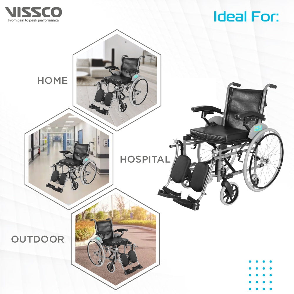 Vissco Imperio Wheelchair - with Elevated Footrest &  Fixed Big Spoke Wheels