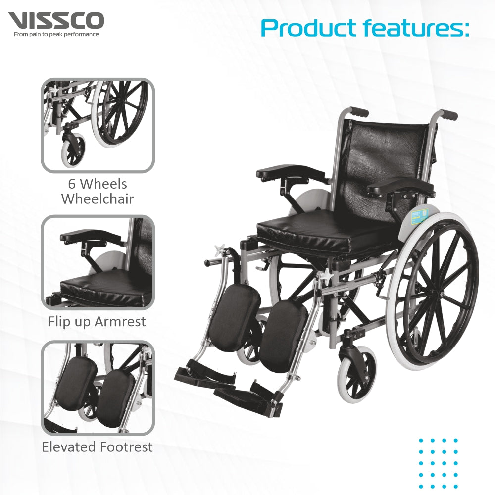 Vissco Imperio Wheelchair - with Elevated Footrest & Fixed Mag Wheels