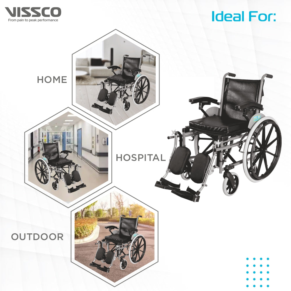 Vissco Imperio Wheelchair - with Elevated Footrest & Fixed Mag Wheels