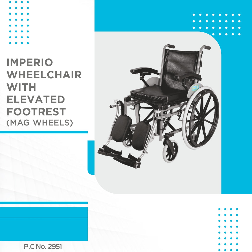 Vissco Imperio Wheelchair - with Elevated Footrest & Fixed Mag Wheels