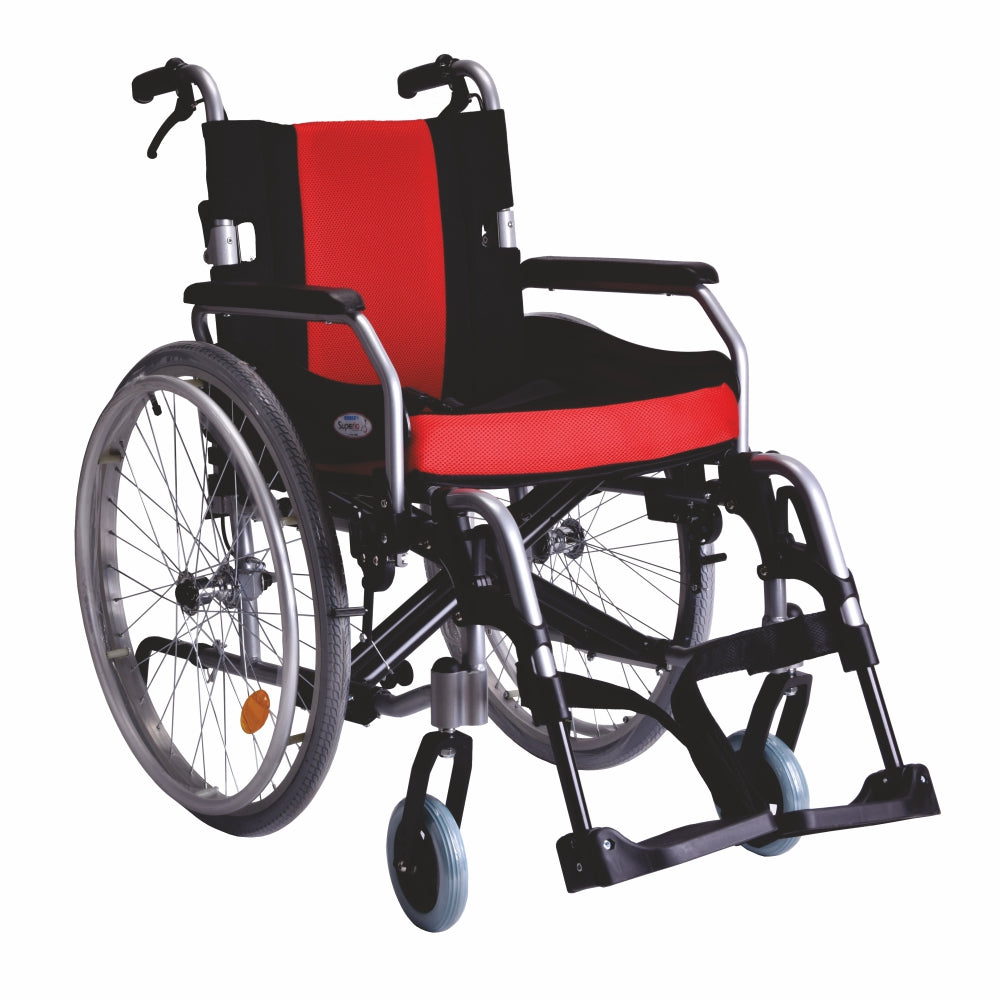 Superio Aluminium Wheelchair with Removable Big Wheels | Folding Mechanism & Flippable Armrest | Weight Bearing Capacity 110kg | Color (Multicolor) - Vissco Next