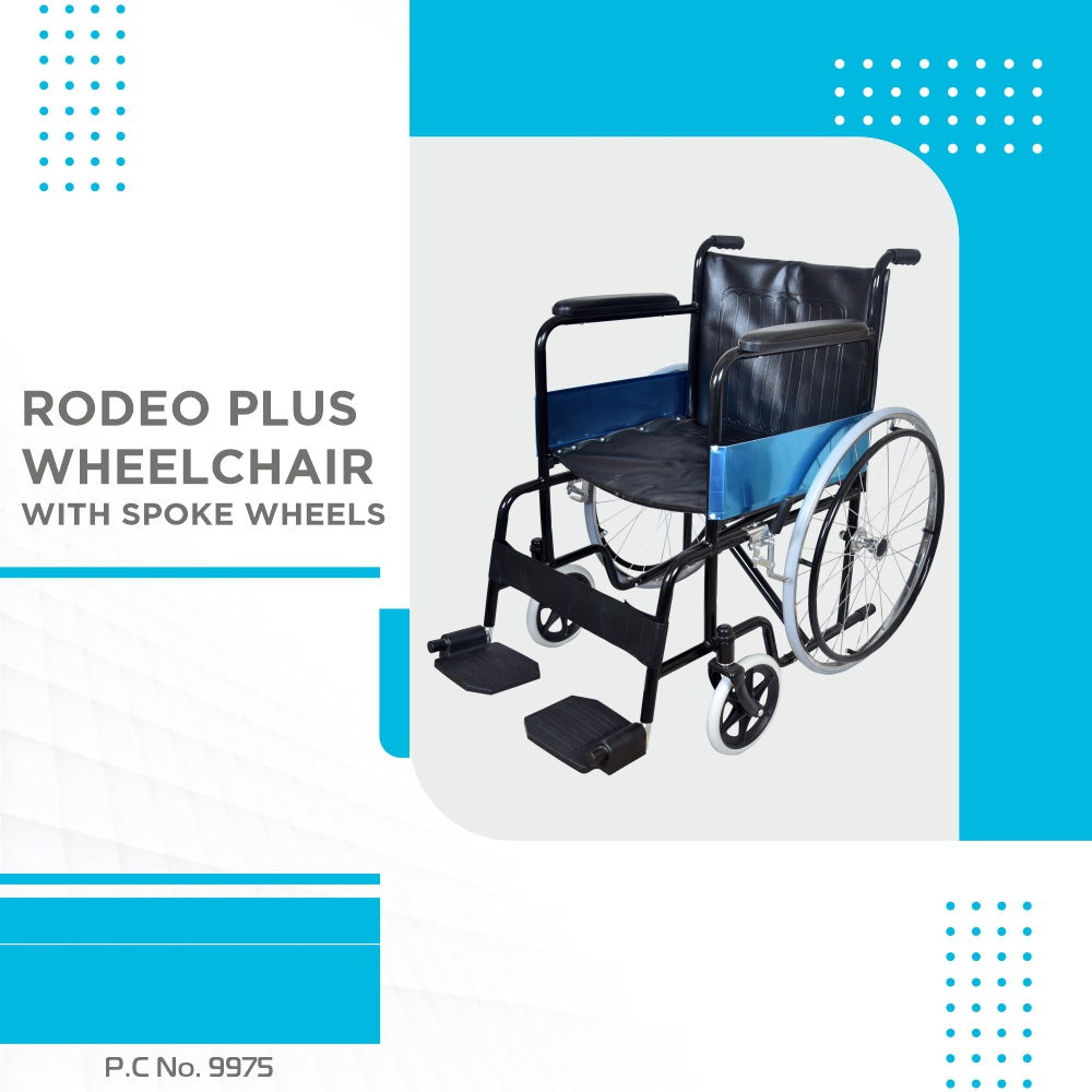 Rodeo Plus Wheelchair with Spoke Wheels | Fixed Handle & Swingable Foo ...