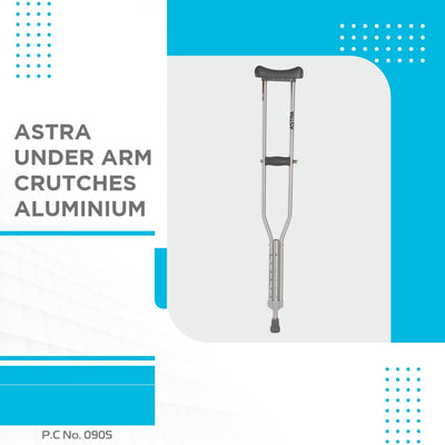 Astra Under Arm Crutches | Adjustable Elbow Support & Height | Light Weight | PVC grip Handle (1 Pair) | Color (Grey) - Vissco Next