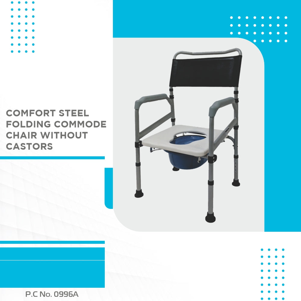 Comfort Steel Folding Commode Chair Without Castors - Vissco Next