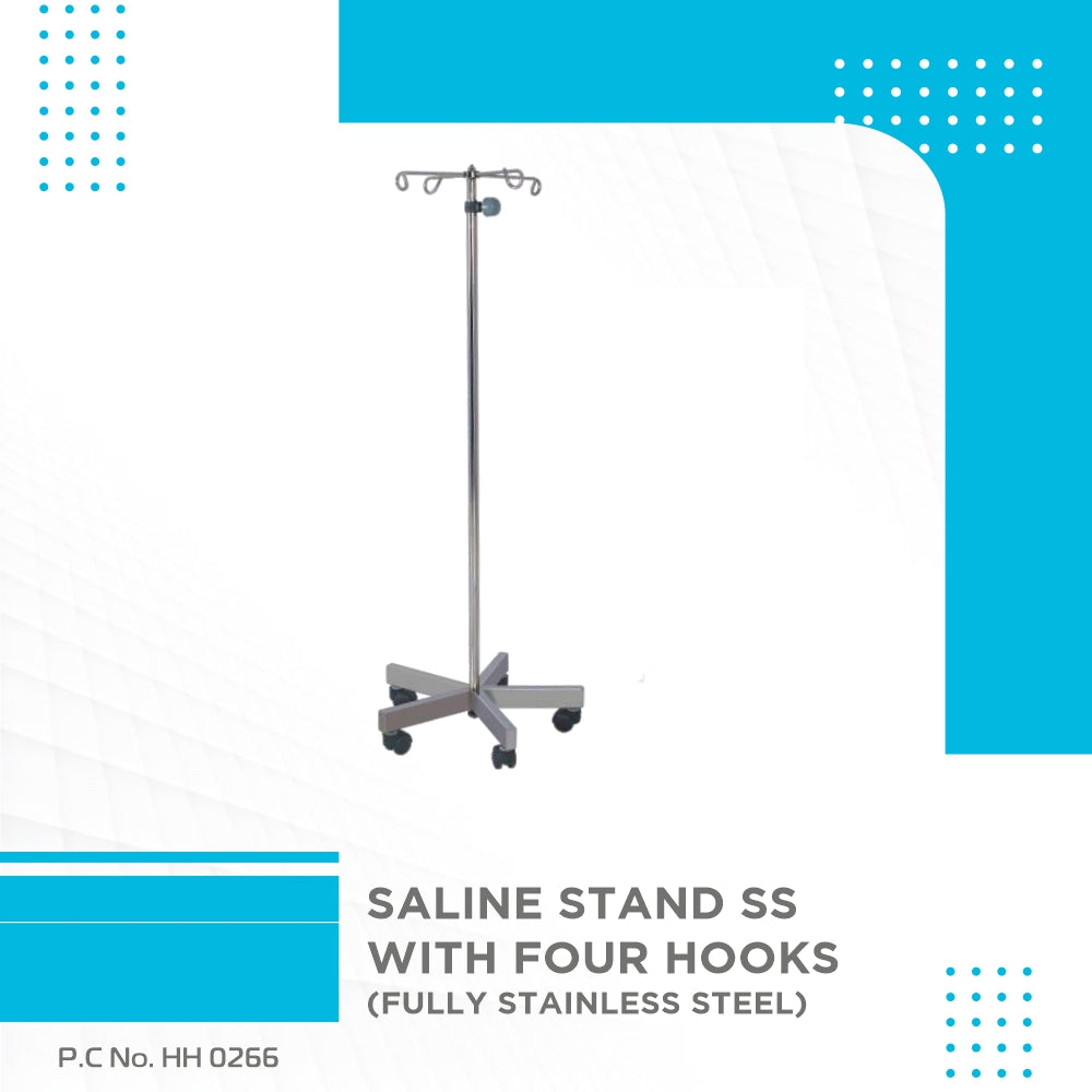 Saline Stand SS with Four Hooks