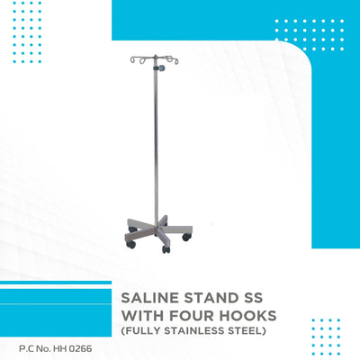 Saline Stand SS with Four Hooks