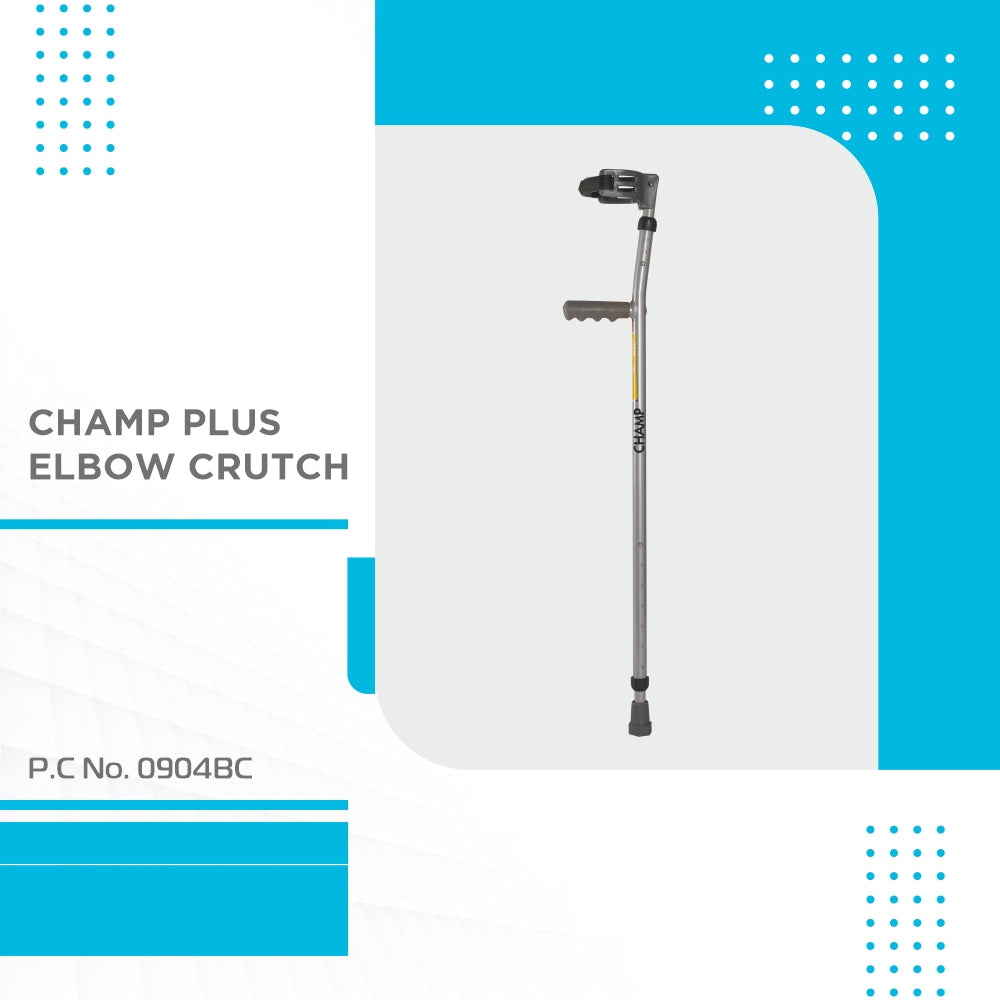 Champ Plus Elbow Crutch With Adjustable Height & Movable Elbow Support, Light Weight,  (1 Pair) (Grey)