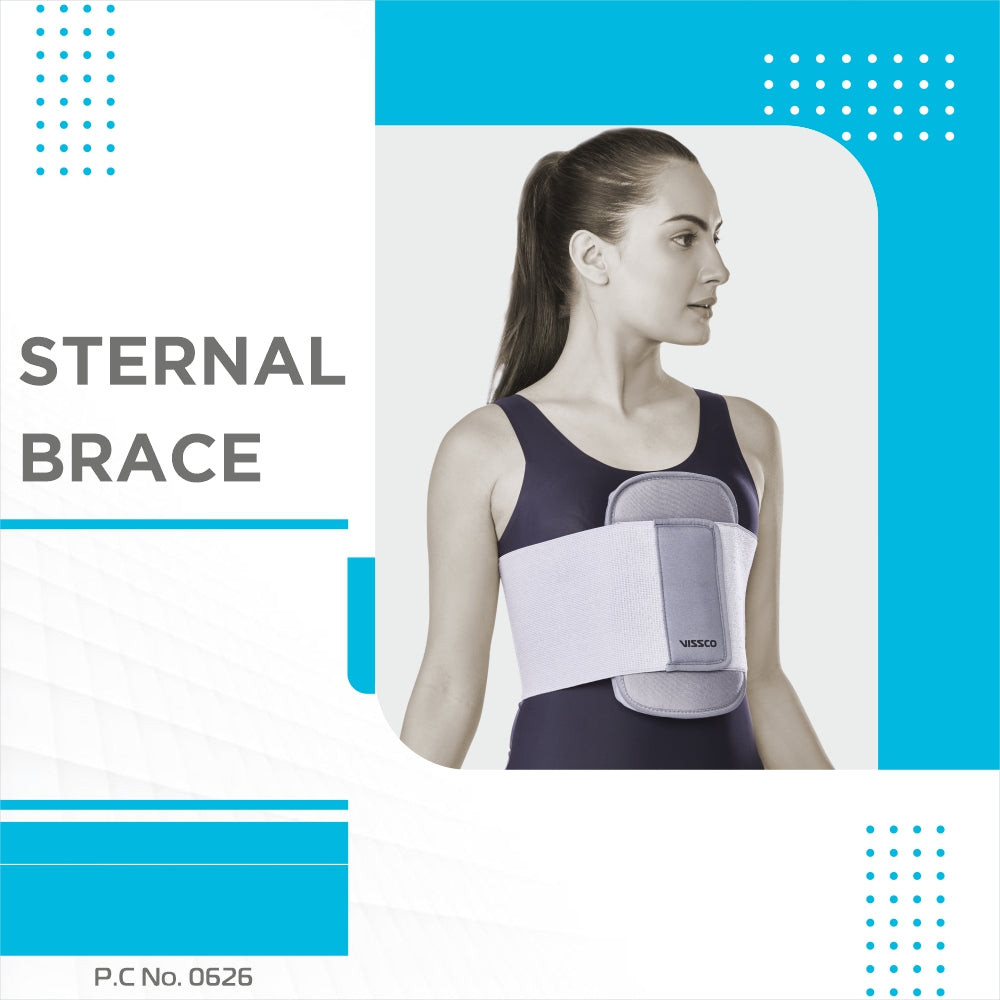 Sternal Brace (Moderate Support) |Provides Stability to the Sternum |  Relieves Chest Pain (Grey) - Vissco Next