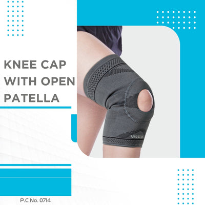 Knee Cap With Open Patella |Ideal mild support to reduce pressure on patella & provide Pain Relief | Color - Grey (Single Piece)