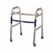 Champ Folding Walker for Childrens With Castors (Wheels) | Adjustable Height | Light Weight | Weight Bearing Capacity 80 kg | Grade Rubber Shoes & Foam Grip (Grey) - Vissco Next