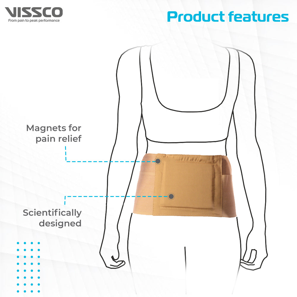 Magnetic Back Support for for the Lumbar Spine | Back Injury | Pain Solution for Back (Beige) - Vissco Next