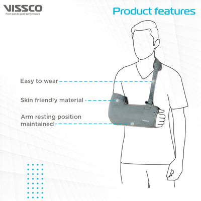 Tropical Arm Sling  | Provides Mild  Support & Stability to the Shoulder in Resting Position to Promote Healing - Grey Color