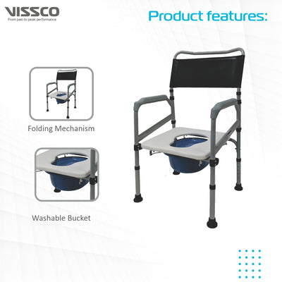 Comfort Steel Folding Commode Chair Without Castors - Vissco Next