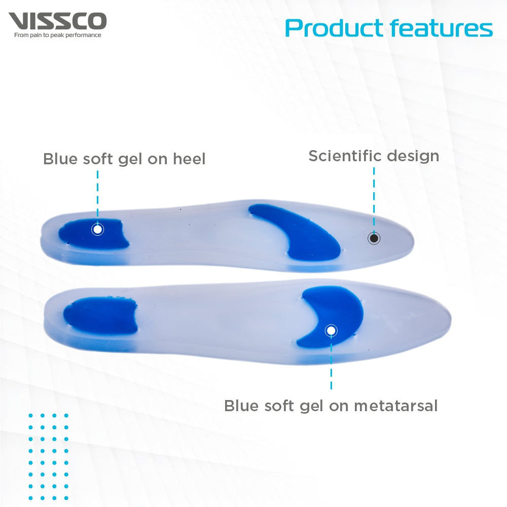 Vissco Foot Silicon Insoles Used for Foot Pain Relief, Walking , Sports Running, Jogging, Shock Absorbtion & Reduces Stress On Joints - (Grey) - Vissco Rehabilitation 