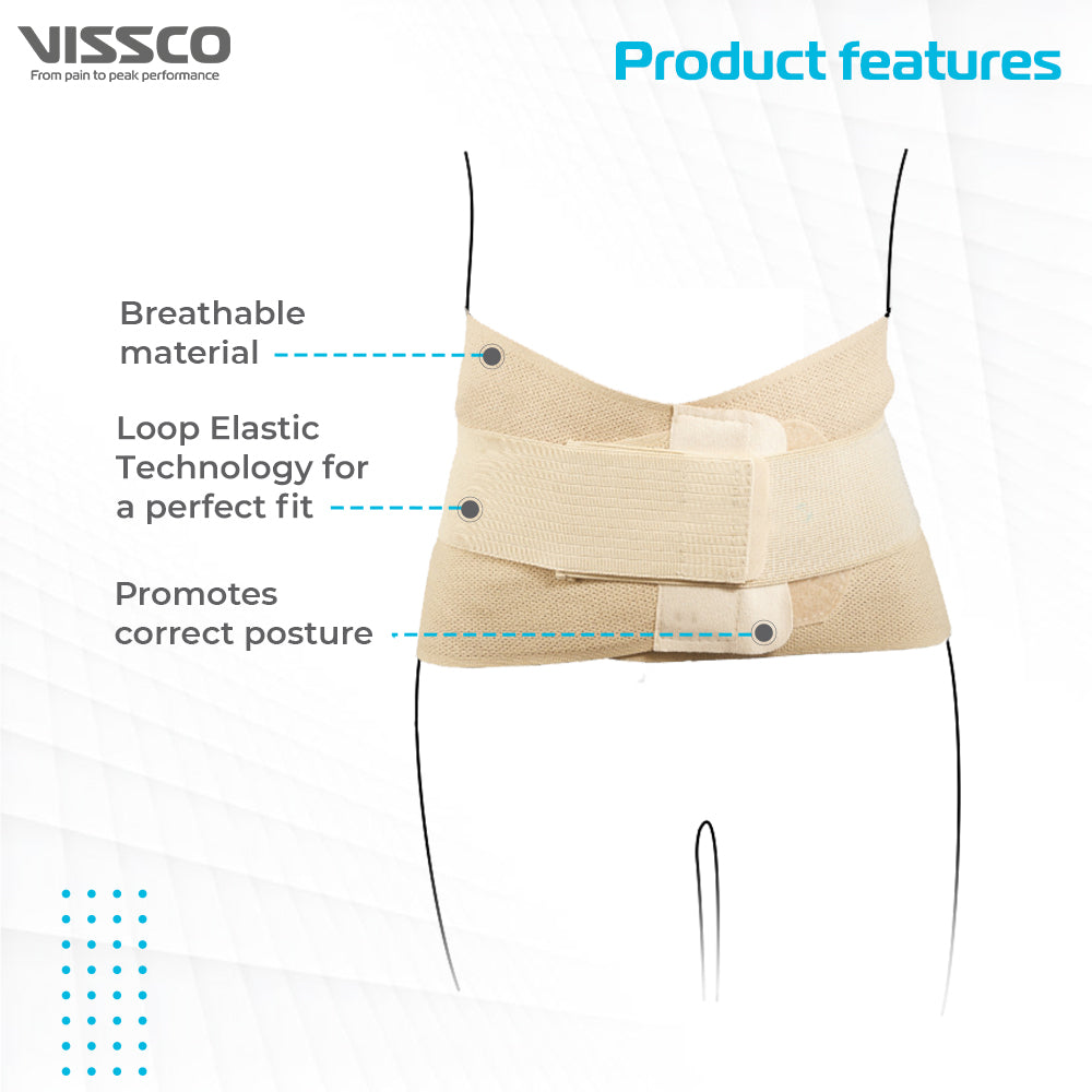Sacro Lumbar Belt 10" Back Double Strap | Supports the Lower back | Corrects Posture & Relieves Back Pain (Beige) - Vissco Next