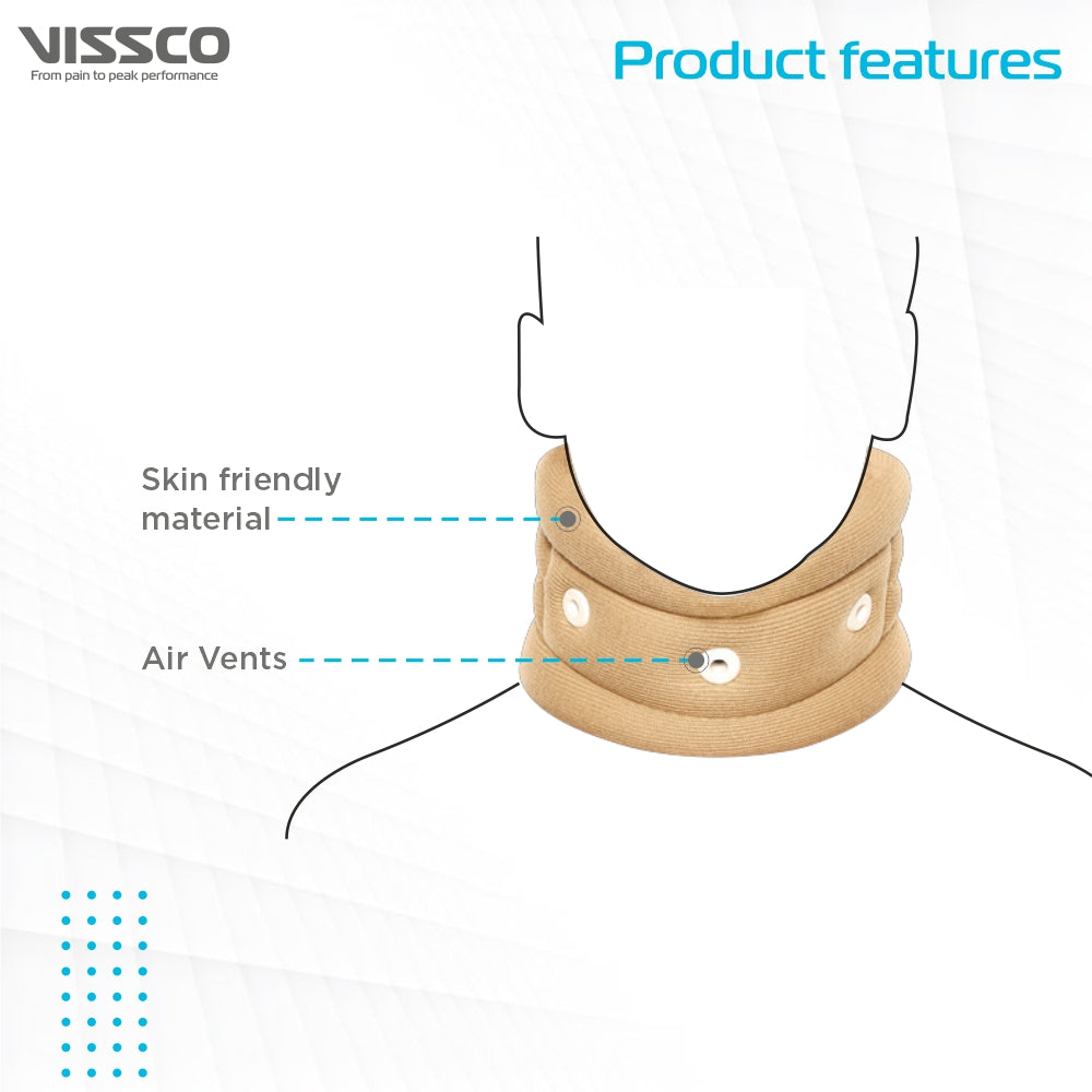 Vissco Neck Support Cervical Collar without Chin Support for Men & Women | Relieves From Neck Pain | Neck support for Cervical Spondylosis, Excessive strain on the neck muscles (Beige) - Vissco Rehabilitation 