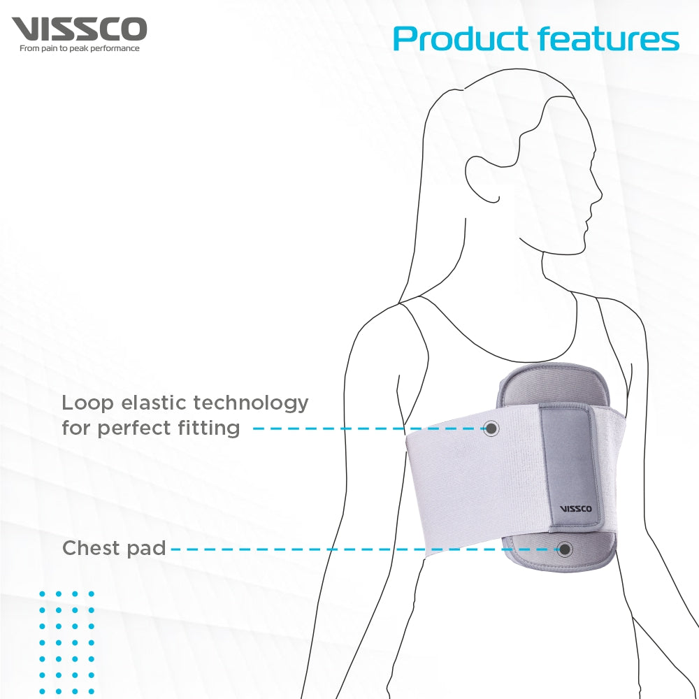 Vissco Chest Support Sternal Brace Belt For Rib Fracture, Chest Pain Relief - (Grey) - Vissco Rehabilitation 