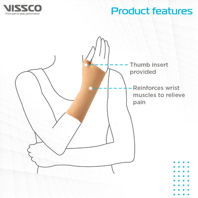 Elastic Pullover Wrist Support for Forearm & Carpal | Helps to Improve Blood Flow & Reduce Stiffness (Beige) - Vissco Next