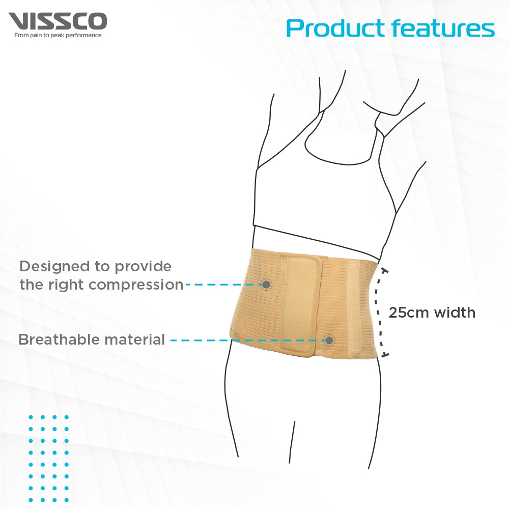Abdominal Belt (10") |Supports the Weak Abdominal Muscles to Relieve Pain (Beige) - Vissco Next