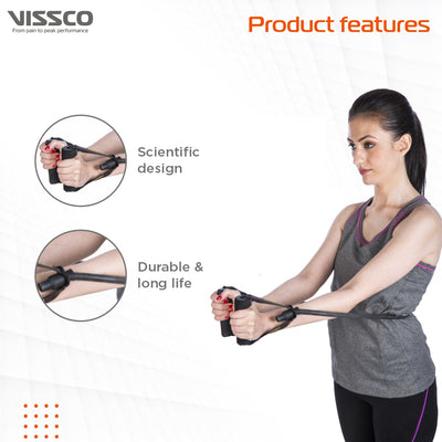 Active Band - Physical Resistance Tubing (With Grip Handles) for Exercise, Workouts, Gym, Stretching, Yoga | Muscles & Joints Strengthener - Vissco Next