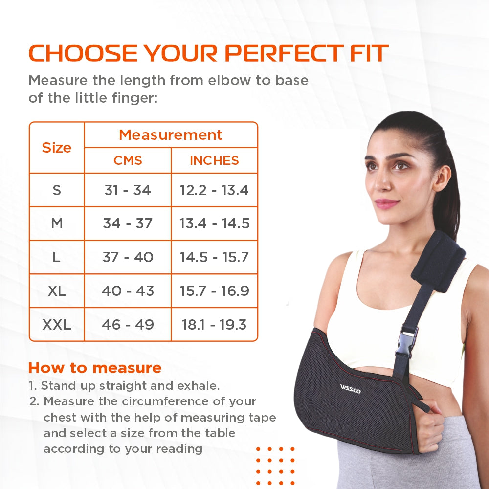 Arm Sling | Support Arm/Elbow Fracture | Prevents Shoulder Dislocation (Black) - Vissco Next