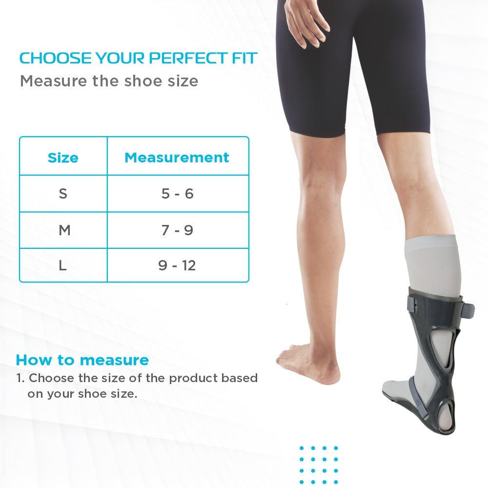 Ankle Foot Orthoses (AFO) | Maintains and Supports Foot to prevent Foot Drop | With Socks (Grey)