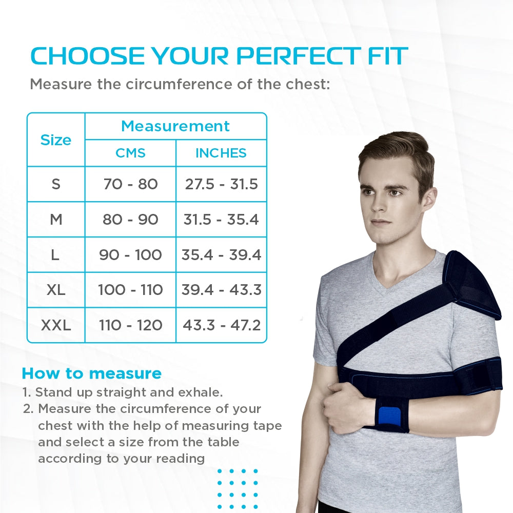 Elastic Shoulder Immobilizer with Cap (Firm Support) | Stabilizes the Shoulder in Resting Position & Promotes Healing (Black) - Vissco Next