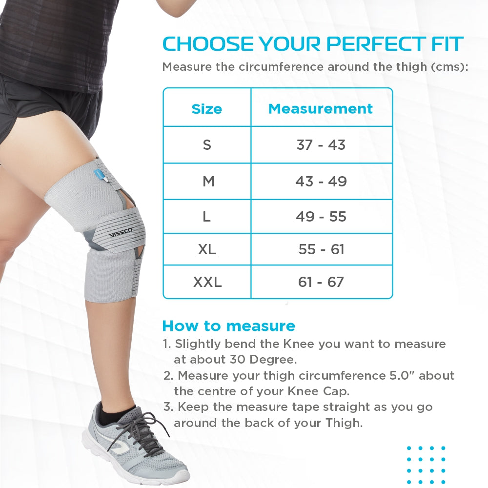 Knee Wrap With Loop Elastic Technology| Provides optimum Compression & support to the Knee | Color - Grey (Single Piece) - Vissco Rehabilitation 