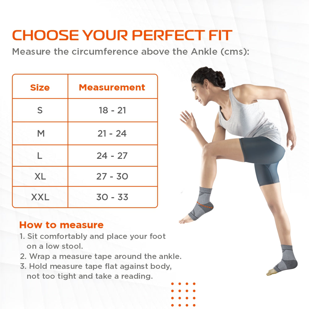 2D Ankle Support Size Chart