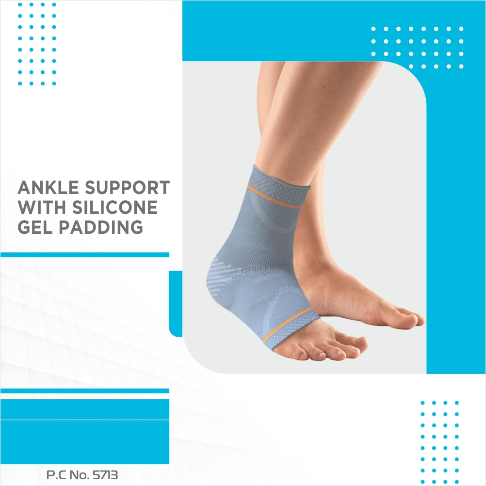 Ankle Support With Silicone Pressure Pad | Support to Ankle Joint| Mild Compression for Pain Relief (Grey) - Vissco Next