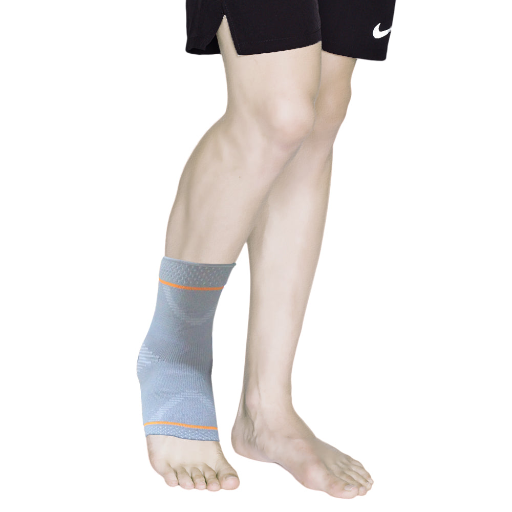 Ankle Support With Silicone Pressure Pad | Support to Ankle Joint| Mild Compression for Pain Relief (Grey) - Vissco Next