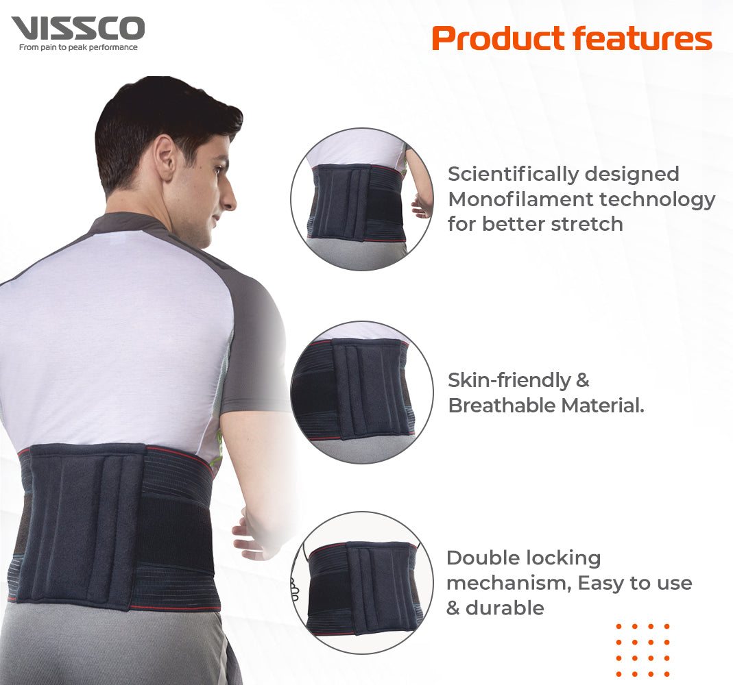 Buy Vissco Flexi Lacepull LS Belt with Moulding, Back Support for Lower  Back Pain Relief, Firm Back Support, Lumbar Support for Men & Women, Spine  Support, Post Surgery Support - XXL (Grey)