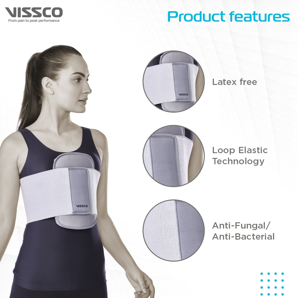 Vissco Chest Support Sternal Brace Belt For Rib Fracture, Chest Pain Relief - (Grey) - Vissco Rehabilitation 